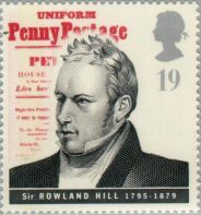 Engelse herdenkingszegel Uniform Penny Postage met Sir Rowland Hill 1795-1879