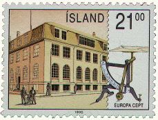 brievenweger op IJslandse postzegel 1990