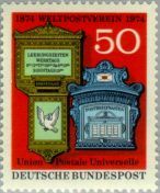 letter-boxes, on a German stamp 1974