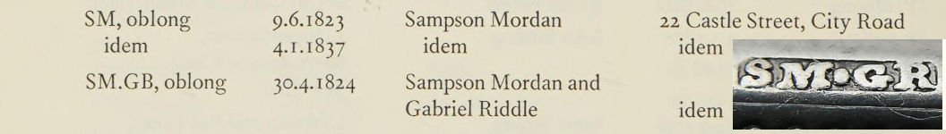 het zilvermerk SMGR van Mordan en Riddle