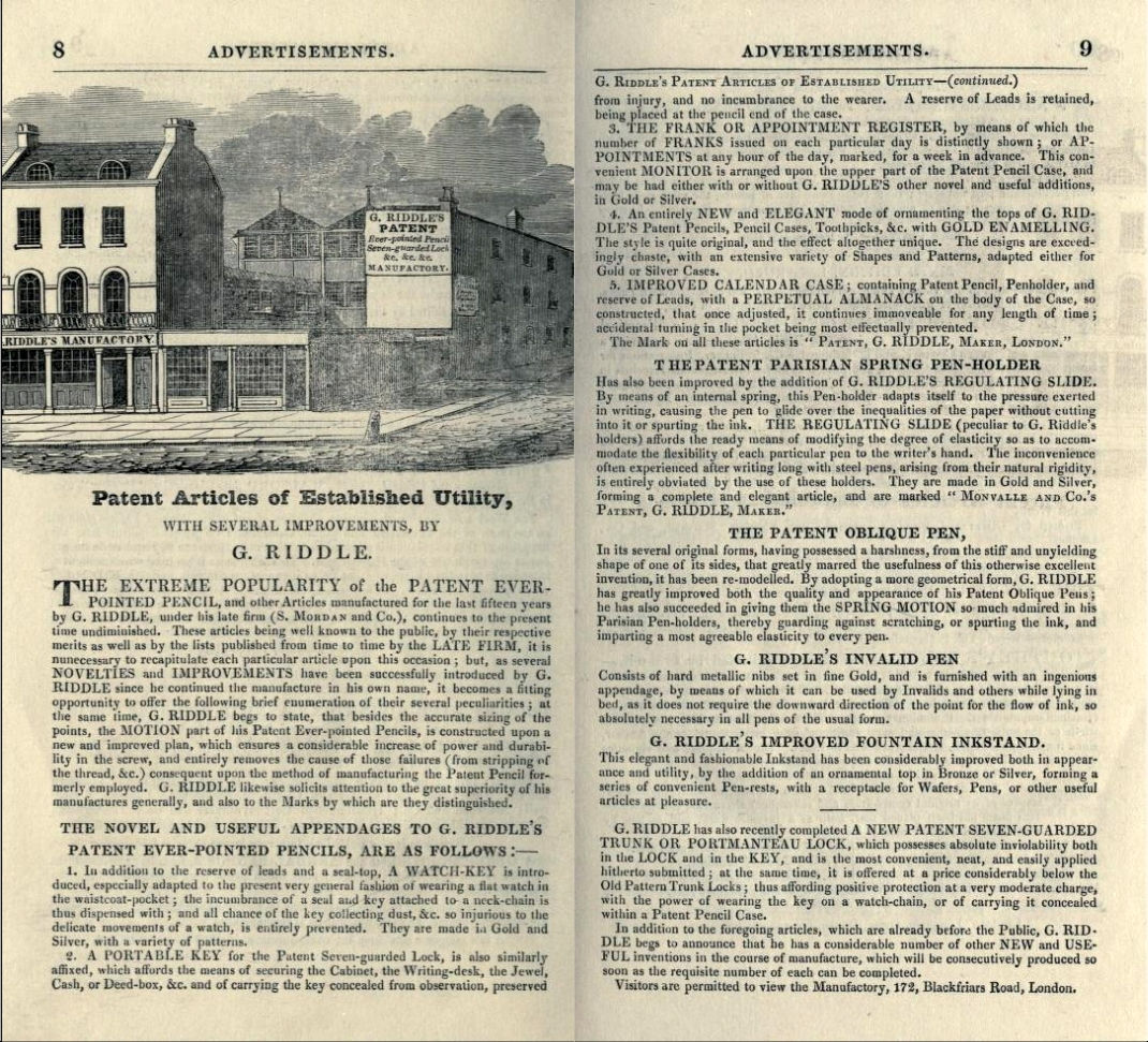 Riddle's double- page advertisement