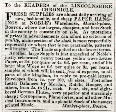 Advert in which Mordan, Riddle, and Hooper letter balances are offered
