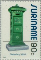 Dutch letter-box on stamp of Surinam 1985